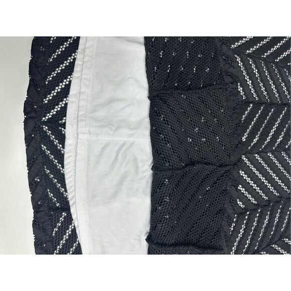 Worthington Women's Size 16P Black Cut Out Stripes Side Zip Short A Line Skirt - Picture 7 of 13